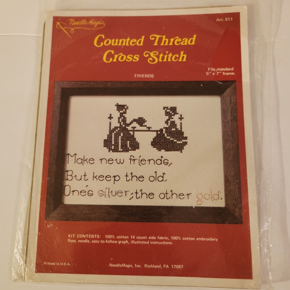 Counted thread cross stitch. FRIENDS 5"X7"